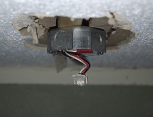 Smoke Detector electrical box lowered 1 1/4" in bedroom.
